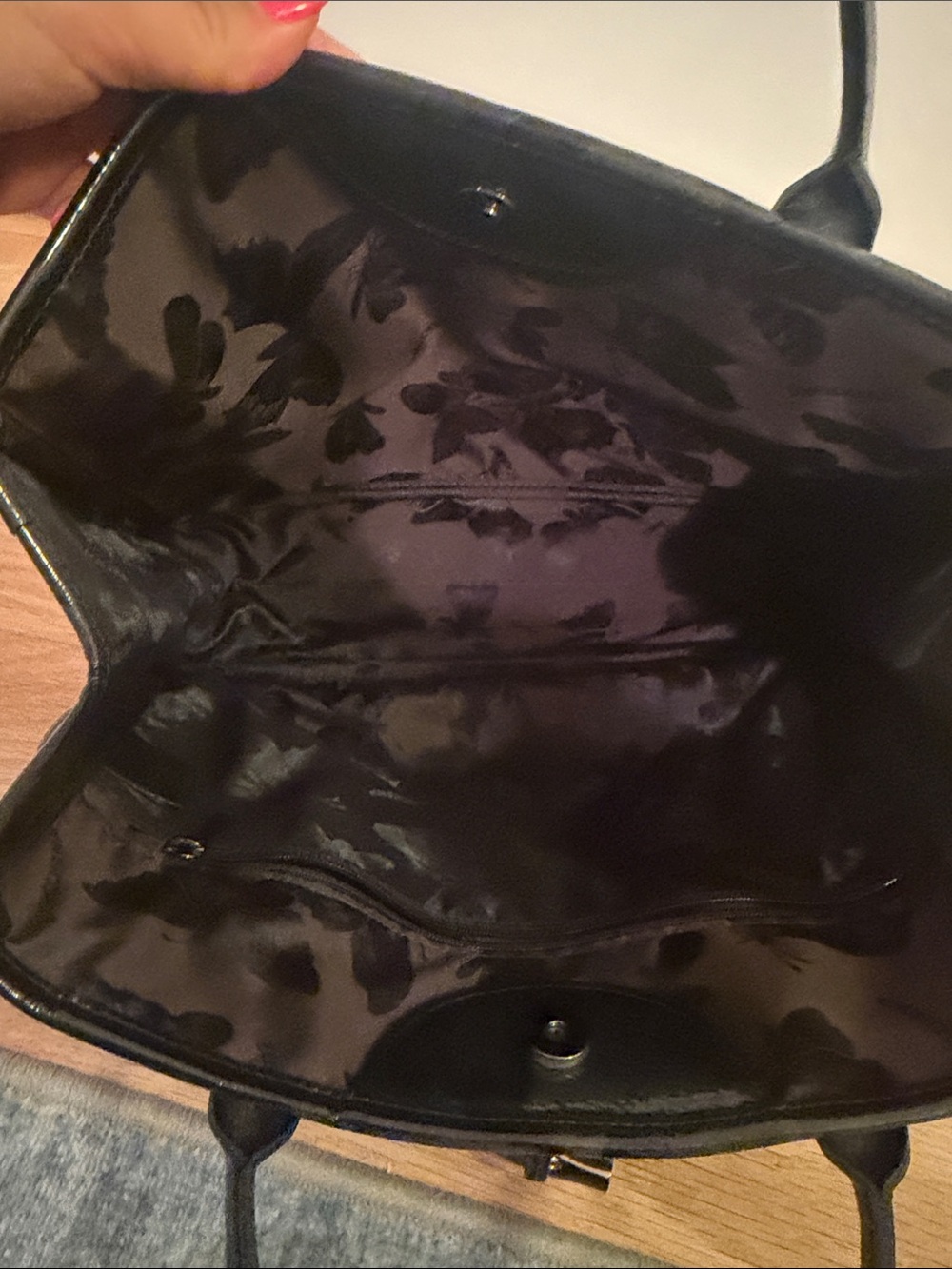 Longchamp Patent Leather Black Top Handle Handbag - Picture 4 of 5